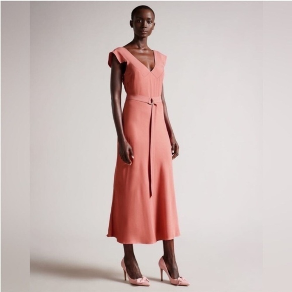 Ted Baker Dress Noemi Midi in Satin Dusty Pink